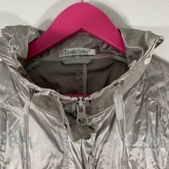 Vintage TravelSmith Metallic Silver Jacket Medium - Picture 3 of 7